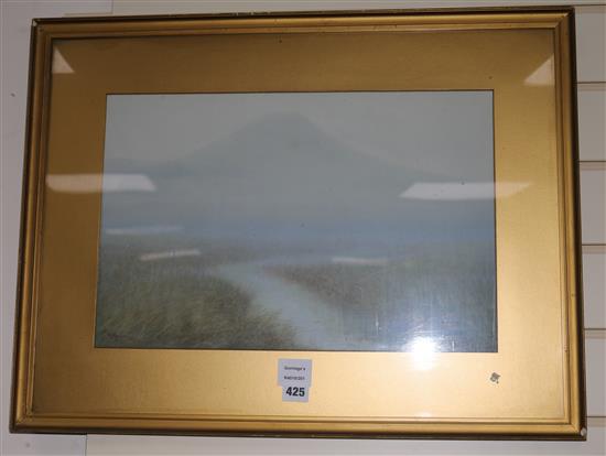 T. Mesamitsu View of Mount Fuji through the mist 12 x 18.5in.